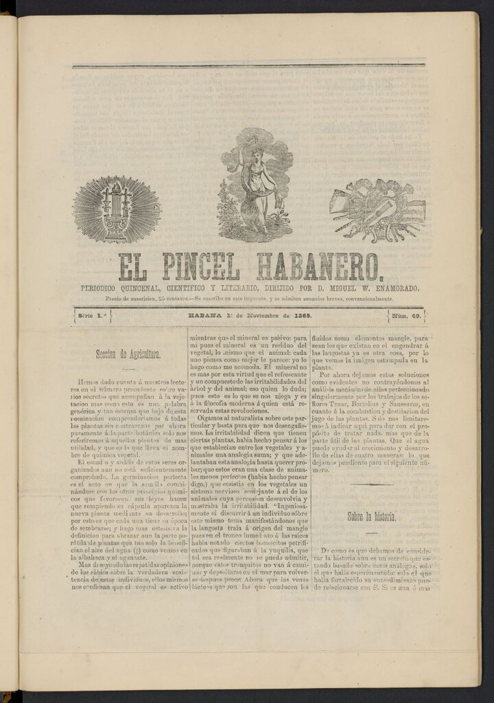 Miniatura de El Pincel Habanero: Periódico quincenal, científico y literario