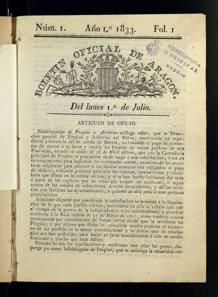 Miniatura de Boletín Oficial de Aragón