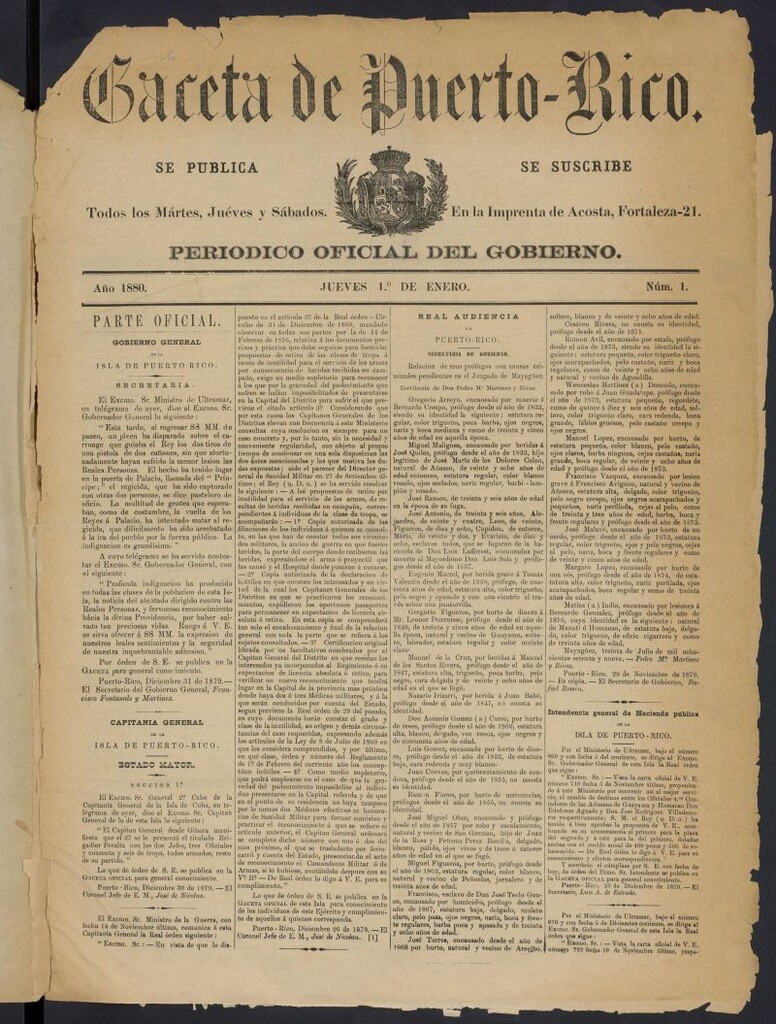 Miniatura de Gaceta de Puerto Rico: periódico oficial del gobierno