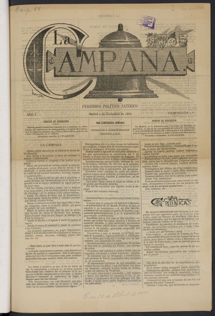 Miniatura de La Campana: periódico político satírico