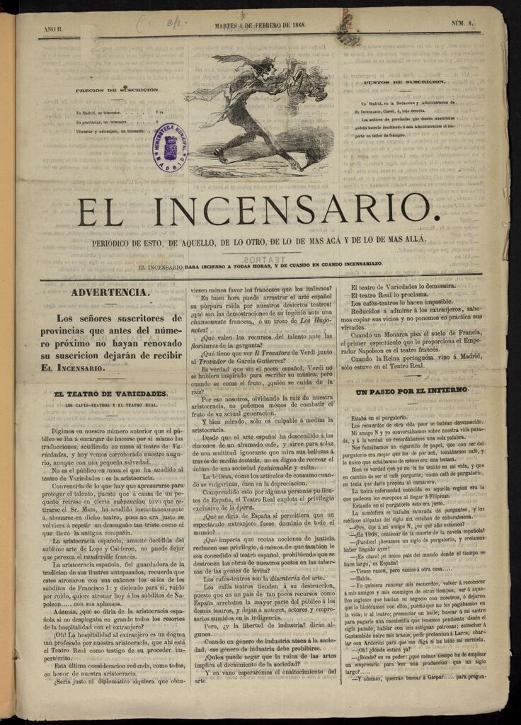 Miniatura de Incensario: periódico de esto, de aquello, de lo otro