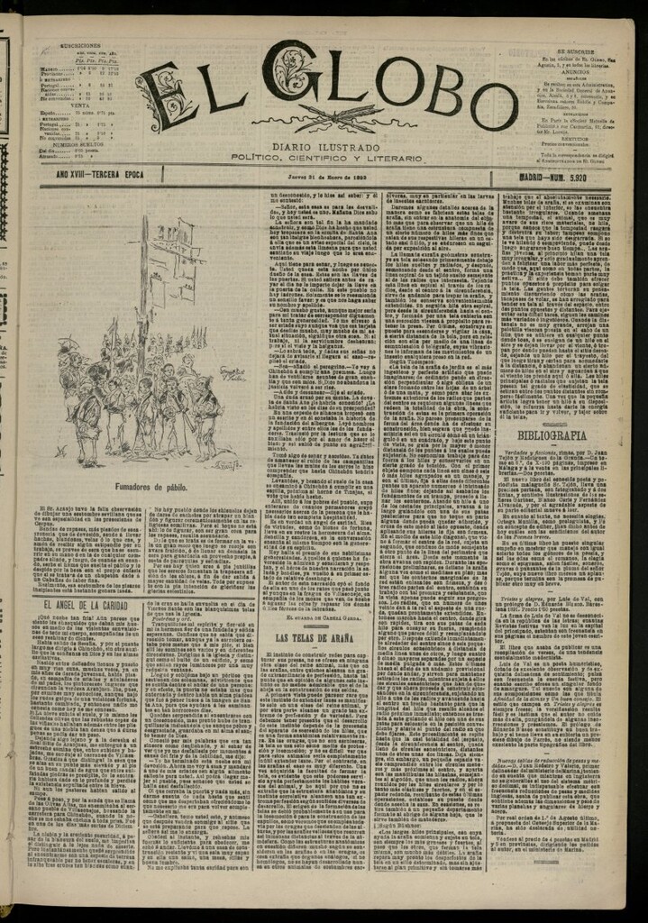 Miniatura de El Globo : diario ilustrado del 21 de enero de 1892, nº 5920