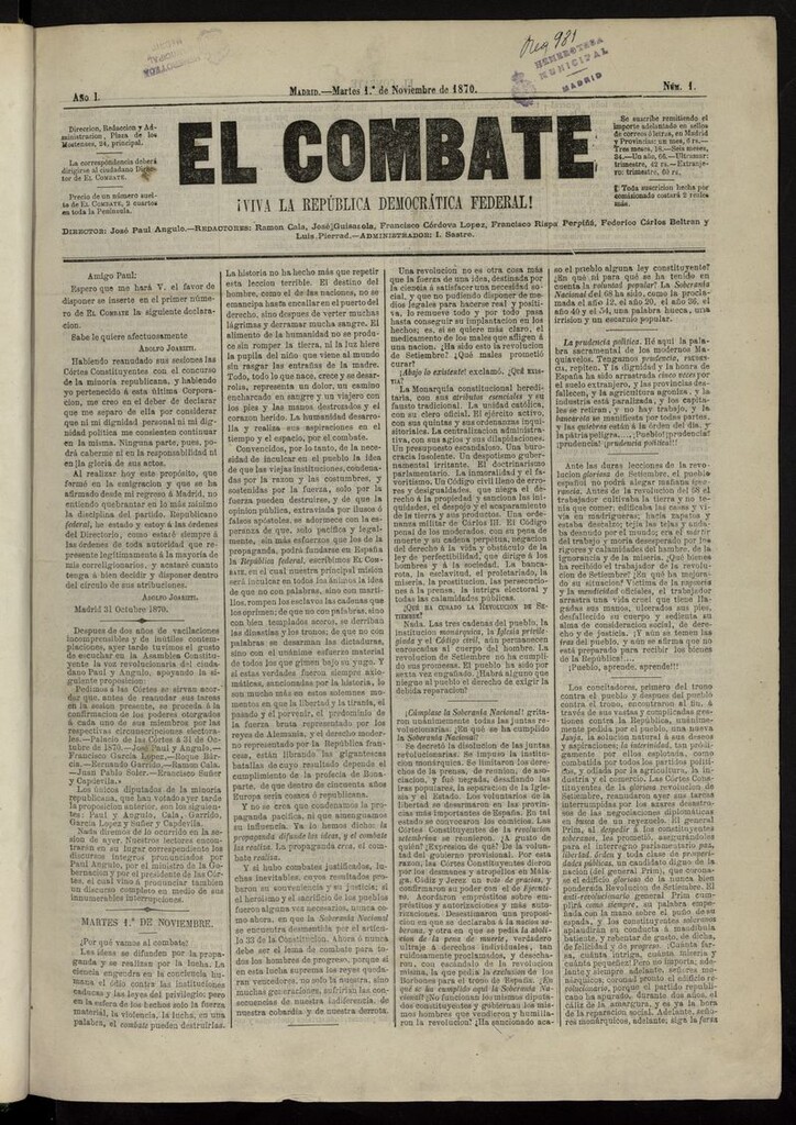 Miniatura de El Combate: ¡Viva la República Democrática Federal!