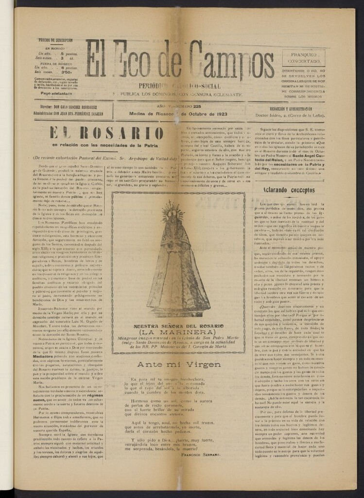 Miniatura de El eco de campos: periódico católico-social