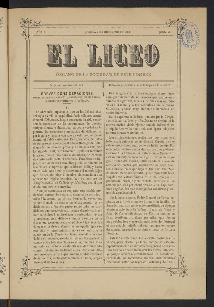 Miniatura de El Liceo (Huesca, 1883)
