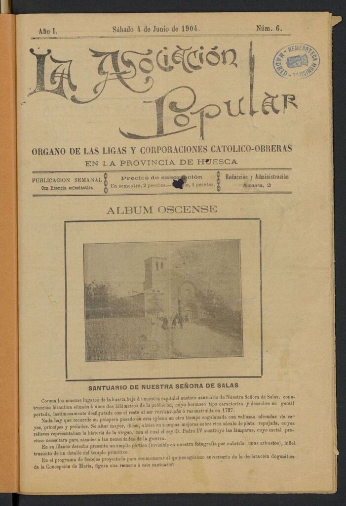 Miniatura de La Asociación Popular (Huesca. 1904)