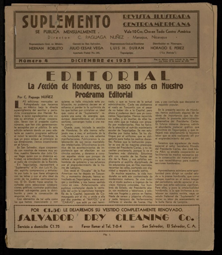 Miniatura de Suplemento: Revista Ilustrada Centroamericana