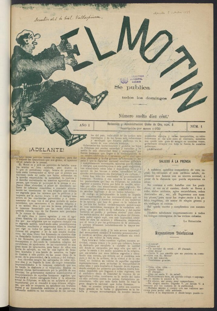 Miniatura de El Motín (Manila, 1898)