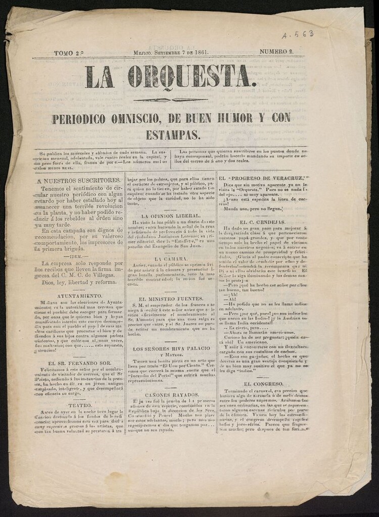 Miniatura de La Orquesta: periódico omniscio, de buen humor y con estampas