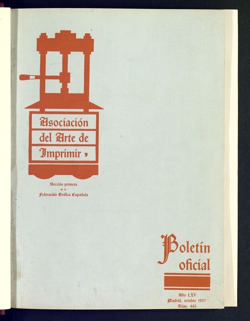 Miniatura de Boletín Oficial de la Asociación del Arte de Imprimir. Sección Primera de la Federación Gráfica Española