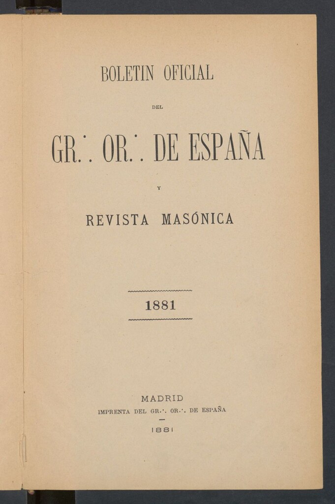 Miniatura de Boletín Oficial del Gran Oriente de España : Sup. Cons. de la Mas. Española