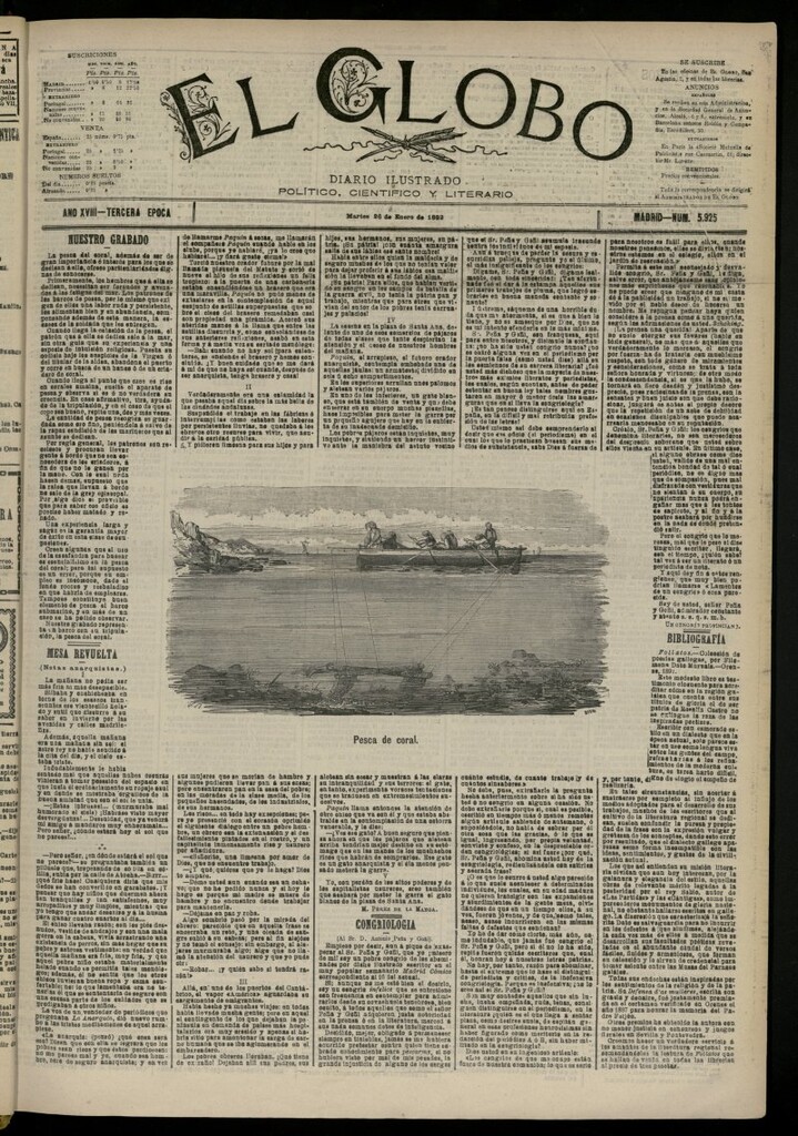 Miniatura de El Globo : diario ilustrado del 26 de enero de 1892, nº 5925