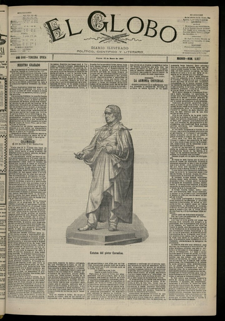 Miniatura de El Globo : diario ilustrado del 28 de enero de 1892, nº 5927