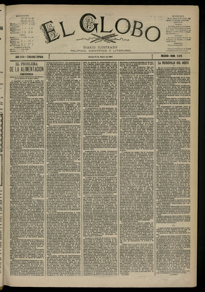 Miniatura de El Globo : diario ilustrado del 30 de enero de 1892, nº 5929