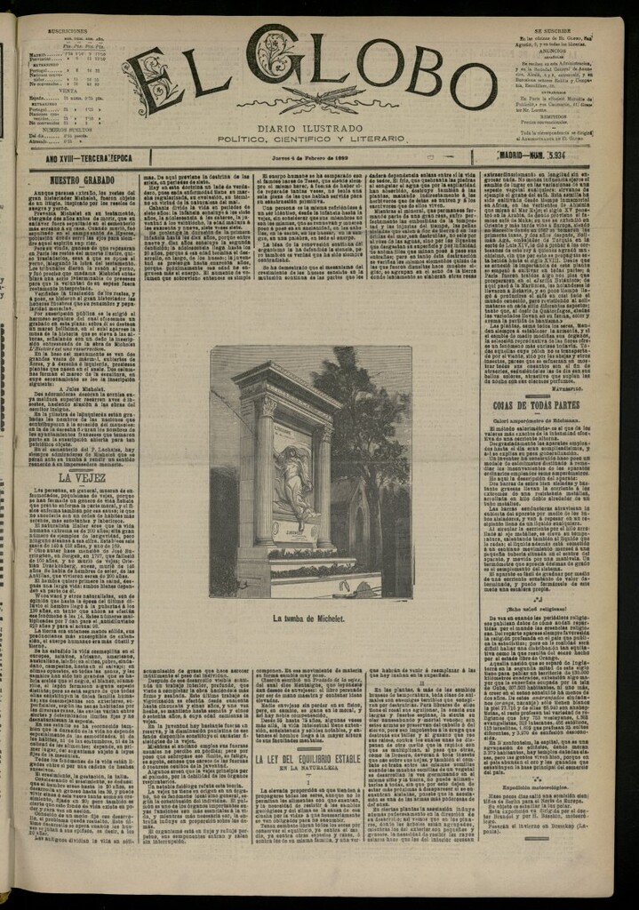 Miniatura de El Globo : diario ilustrado del 4 de febrero de 1892, nº 5934