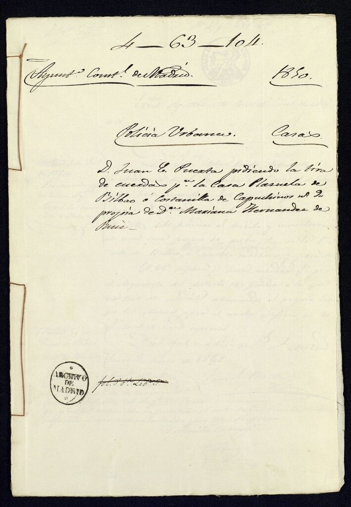 Miniatura de Tira de cuerdas a Don Juan Esteban Puerta en la Plazuela de Bilbao o Costanilla de Capuchinos nº 9