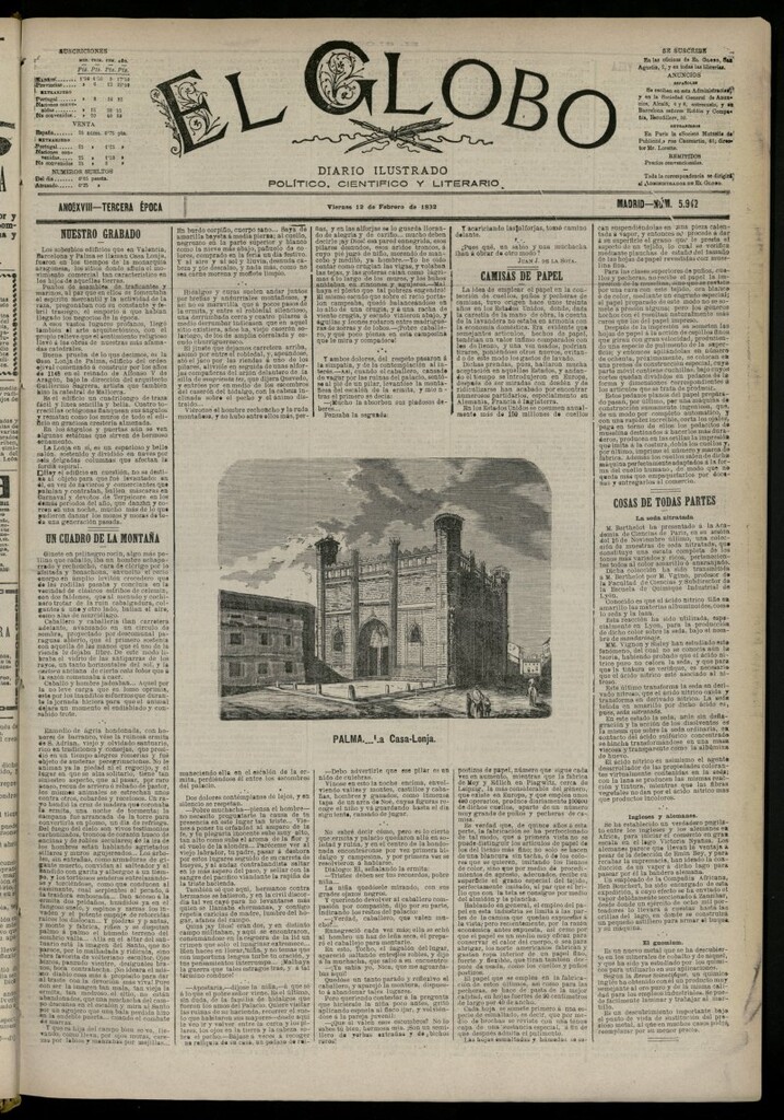 Miniatura de El Globo : diario ilustrado del 12 de febrero de 1892, nº 5942