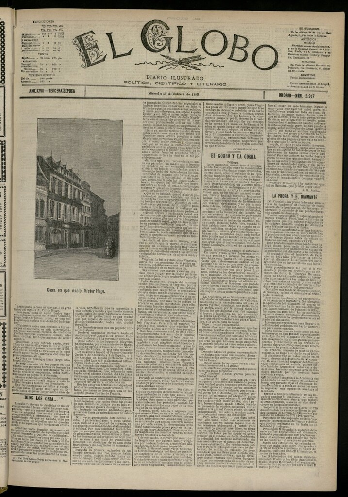 Miniatura de El Globo : diario ilustrado del 17 de febrero de 1892, nº 5947