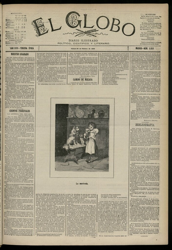 Miniatura de El Globo : diario ilustrado del 20 de febrero de 1892, nº 5950