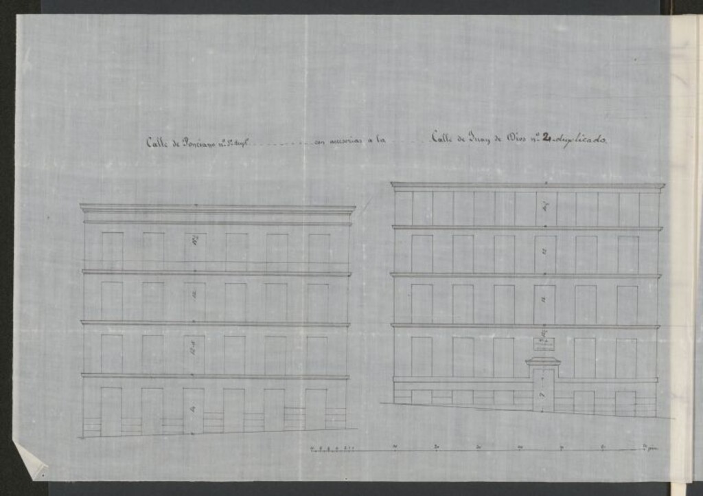 Miniatura de D. Manuel Antonio Ulibarri, para construir en un solar de su propiedad, sito en la calle de Ponciano nº 1º duplicado con accesorias a la casa de Juan de 
Dios, nº 2 duplicado y a la travesía del conde duque nº 5, con vuelta a la dicha de Juan de Dios nº 5 quintuplicado.