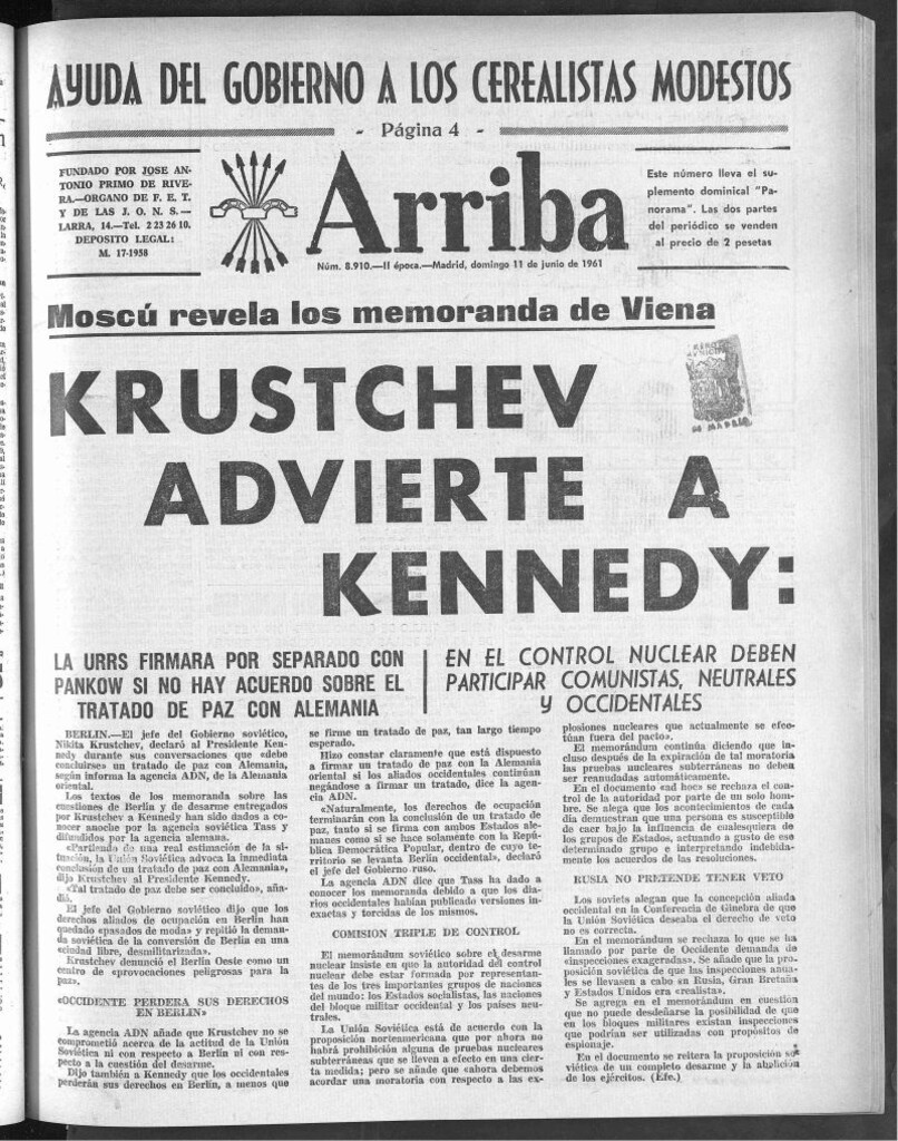 Miniatura de Arriba del 11 de junio de 1961