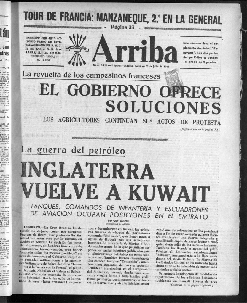 Miniatura de Arriba del 2 de julio de 1961