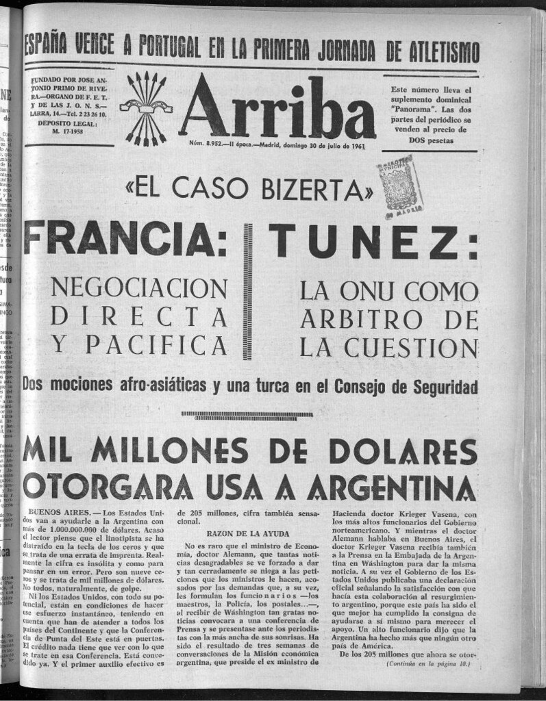 Miniatura de Arriba del 30 de julio de 1961