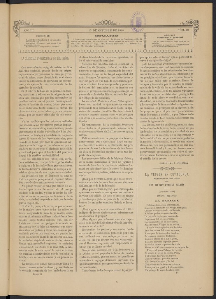 Miniatura de La Ilustración de los Niños del 15 de octubre de 1880, nº 48