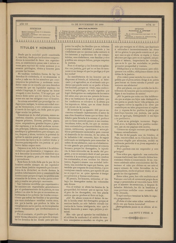 Miniatura de La Ilustración de los Niños del 15 de noviembre de 1880, nº 50