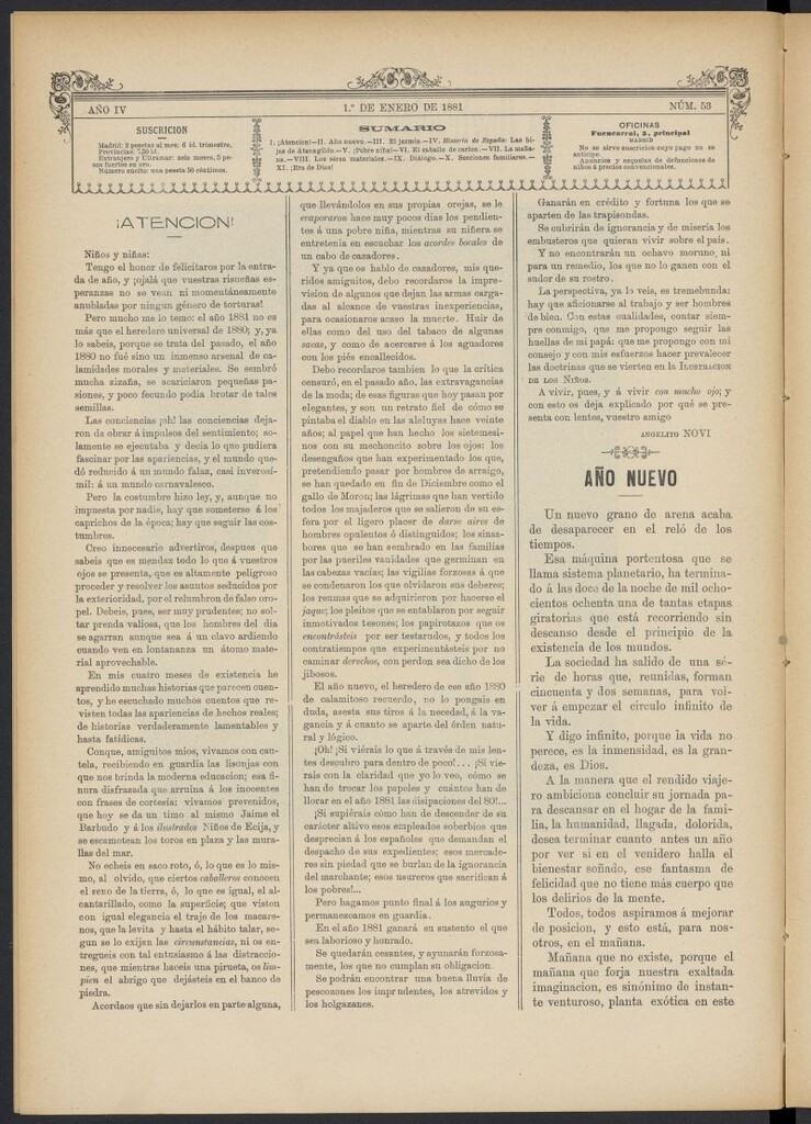 Miniatura de La Ilustración de los Niños del 1 de enero de 1881, nº 53