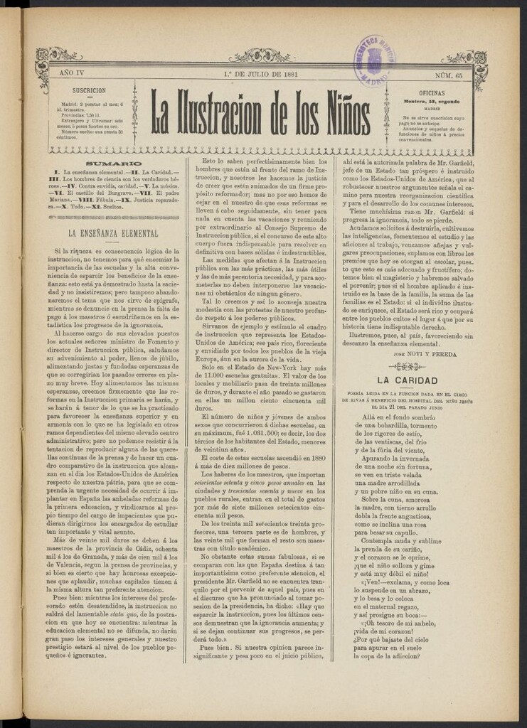 Miniatura de La Ilustración de los Niños del 1 de julio de 1881, nº 65