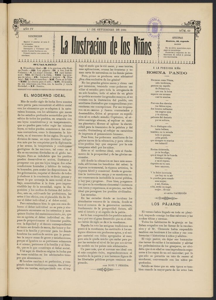 Miniatura de La Ilustración de los Niños del 1 de septiembre de 1881, nº 69