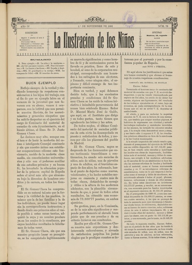 Miniatura de La Ilustración de los Niños del 1 de noviembre de 1881, nº 73