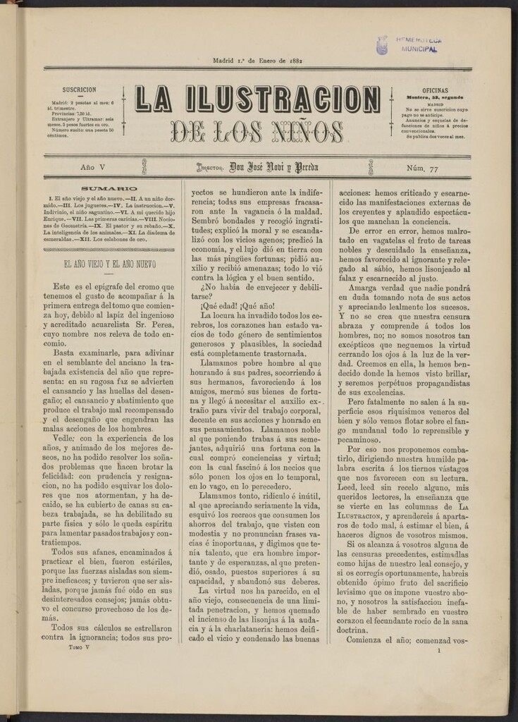 Miniatura de La Ilustración de los Niños del 1 de enero de 1882, nº 77