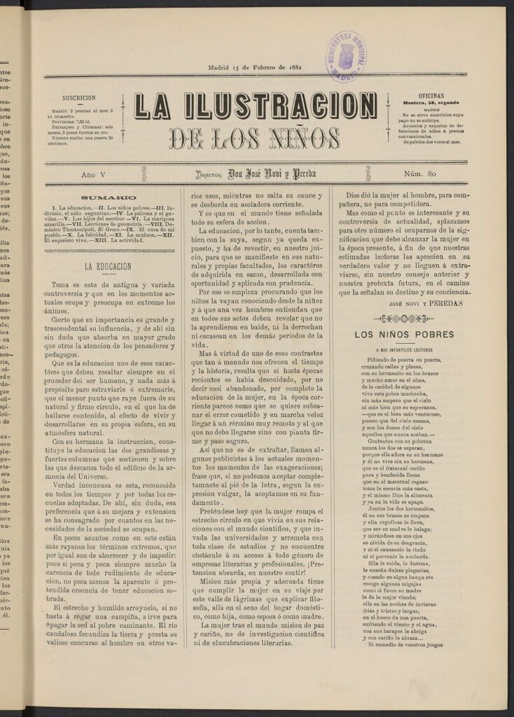 Miniatura de La Ilustración de los Niños del 15 de febrero de 1882, nº 80