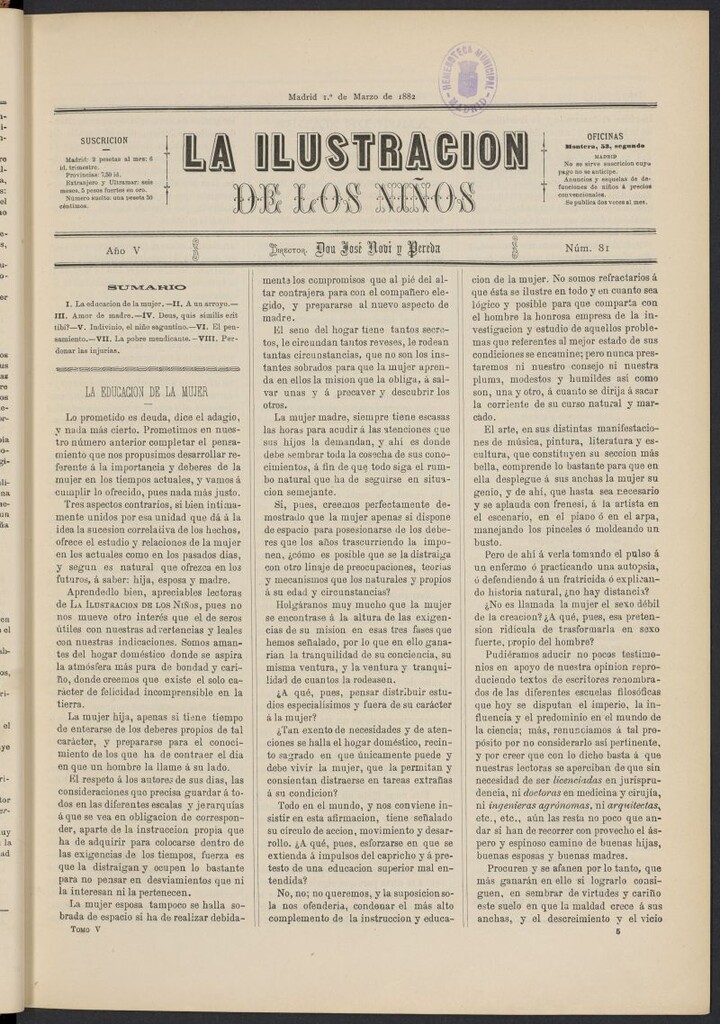 Miniatura de La Ilustración de los Niños del 1 de marzo de 1882, nº 81