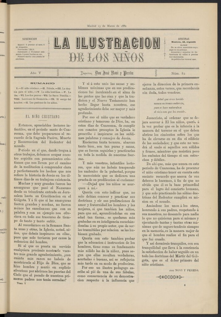 Miniatura de La Ilustración de los Niños del 15 de marzo de 1882, nº 82