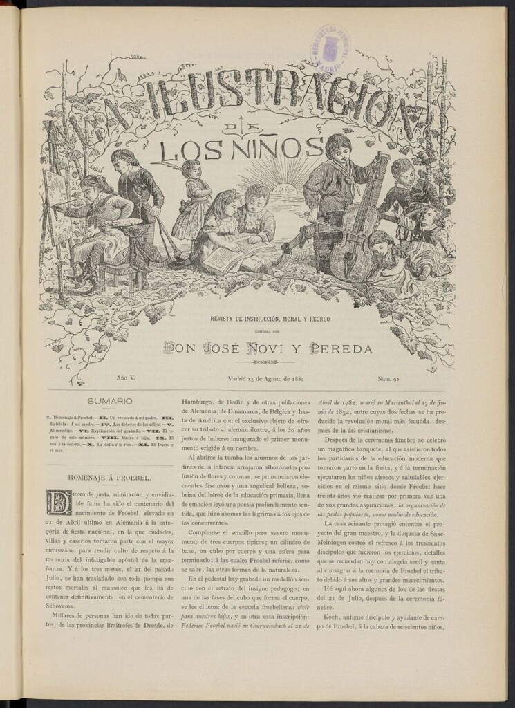 Miniatura de La Ilustración de los Niños del 15 de agosto de 1882, nº 92