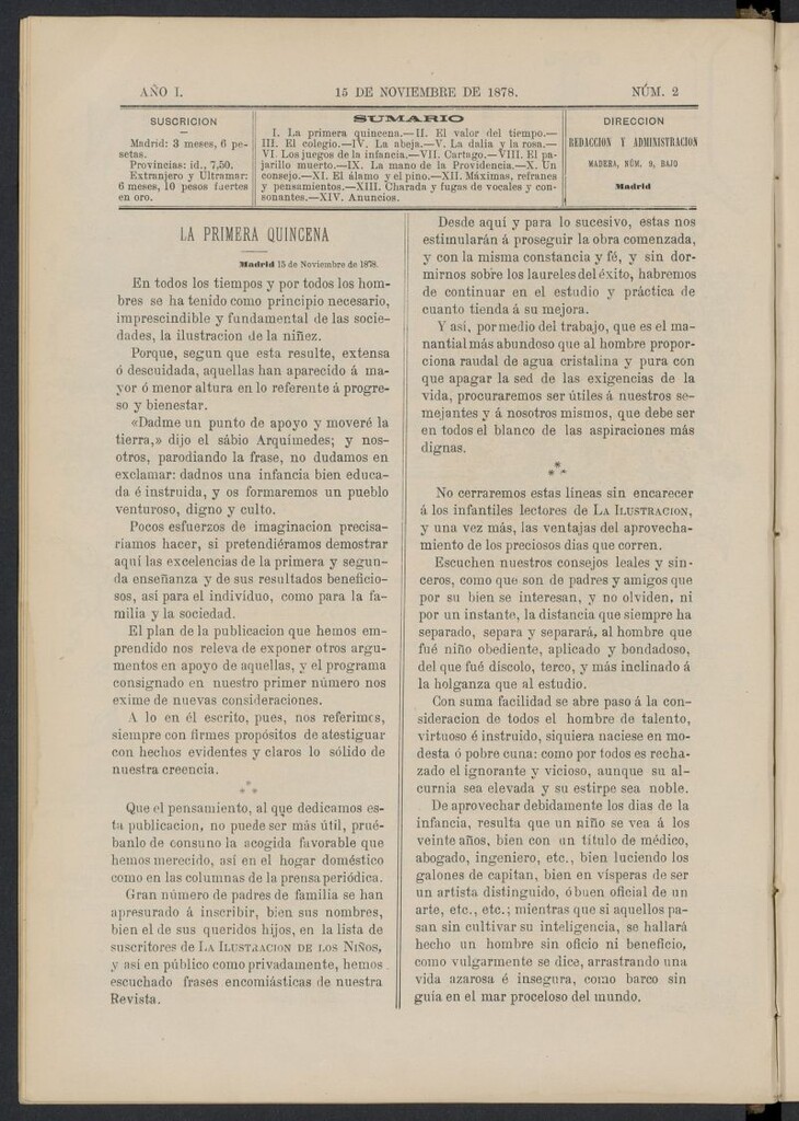 Miniatura de La Ilustración de los Niños del 15 de noviembre de 1878, nº 2