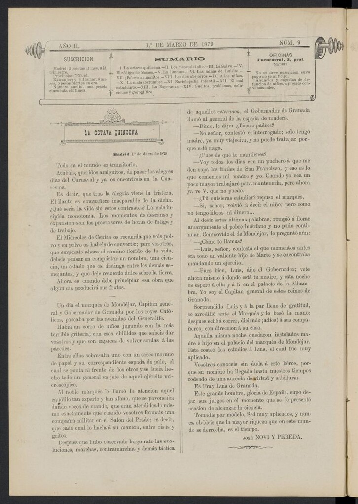Miniatura de La Ilustración de los Niños del 1 de marzo de 1879, nº 9