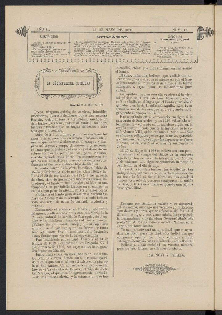 Miniatura de La Ilustración de los Niños del 15 de mayo de 1879, nº 14