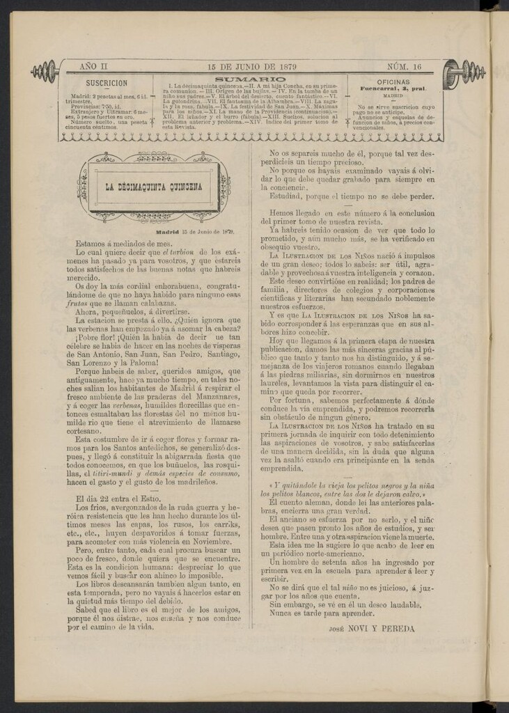 Miniatura de La Ilustración de los Niños del 15 de junio de 1879, nº 16