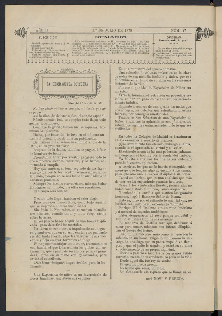 Miniatura de La Ilustración de los Niños del 1 de julio de 1879, nº 17