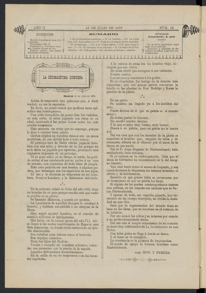 Miniatura de La Ilustración de los Niños del 15 de julio de 1879, nº 18