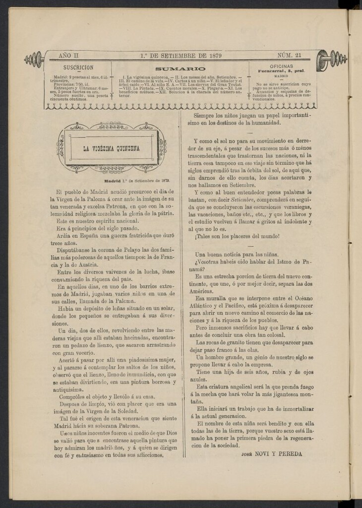 Miniatura de La Ilustración de los Niños del 1 de septiembre de 1879, nº 21