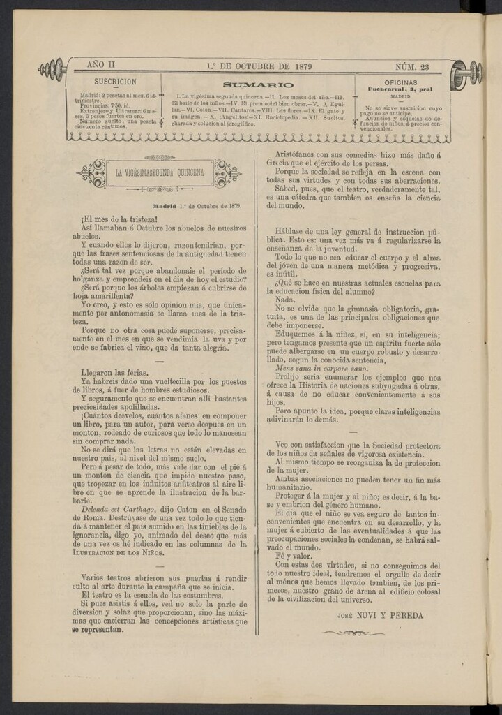 Miniatura de La Ilustración de los Niños del 1 de octubre de 1879, nº 23