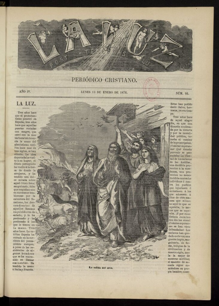 Miniatura de La Luz: post tenebras lux del 15 de enero de 1872, nº 93