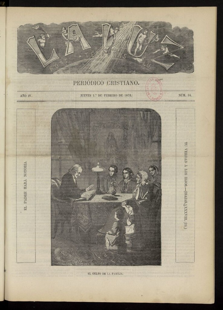 Miniatura de La Luz: post tenebras lux del 1 de febrero de 1872, nº 94