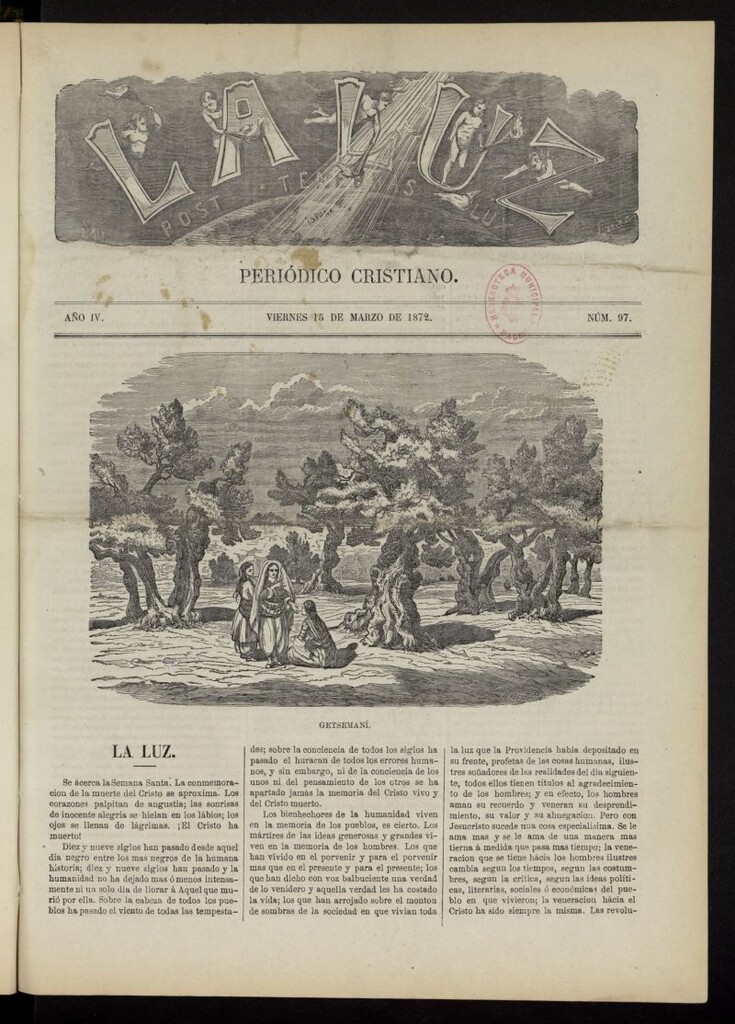 Miniatura de La Luz: post tenebras lux del 15 de marzo de 1872, nº 97