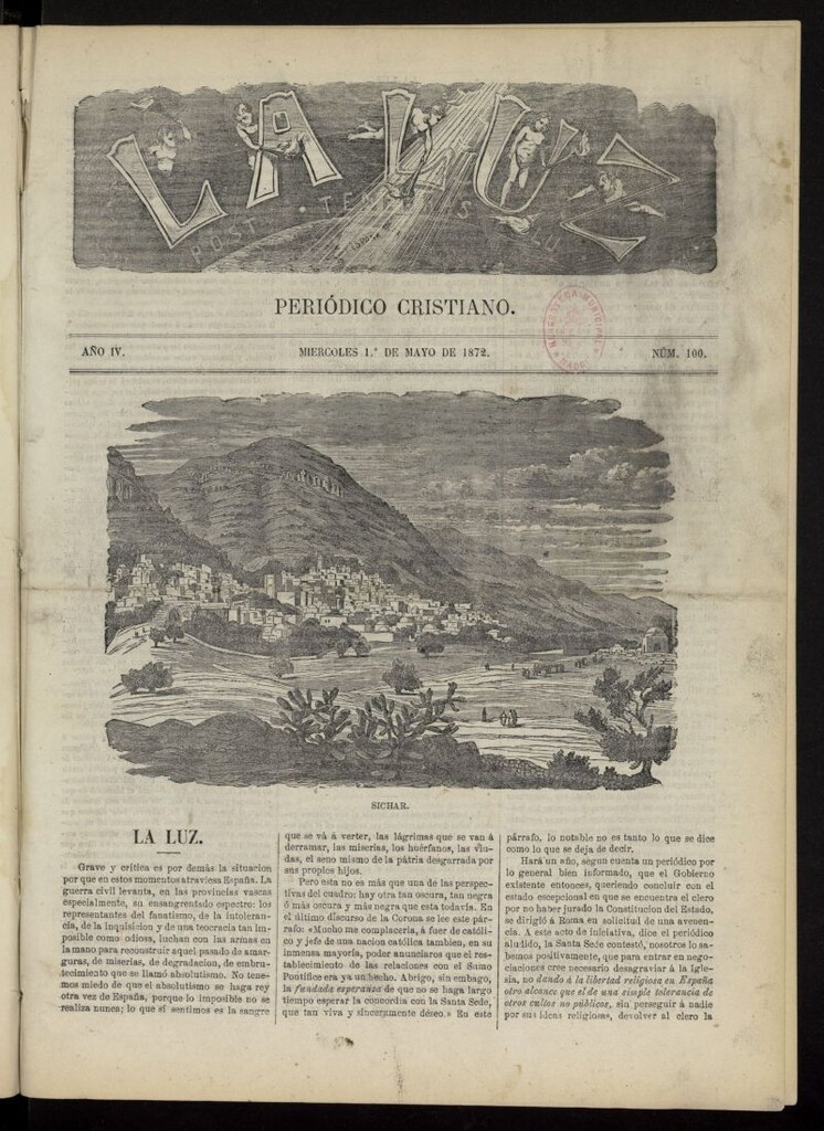 Miniatura de La Luz: post tenebras lux del 1 de mayo de 1872, nº 100